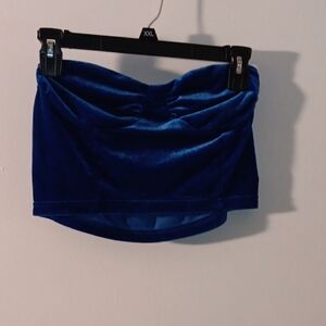 SHEIN Royal Blue Velvet Strapless Bandeau Top